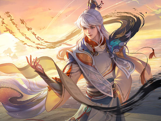 《王者荣耀》弈星滕王阁序海报绘画过程