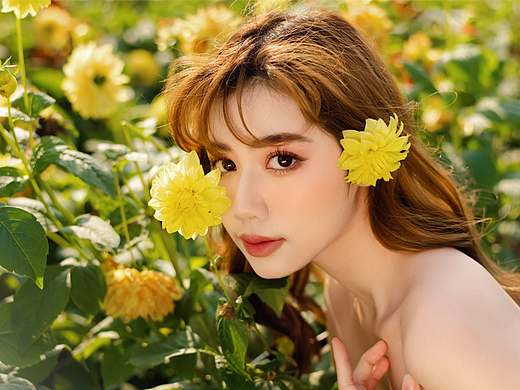 森泽视觉 │ 人像摄影/修图|户外纯欲风花田绿裙子
