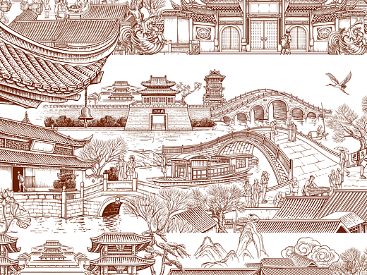 版画风插画