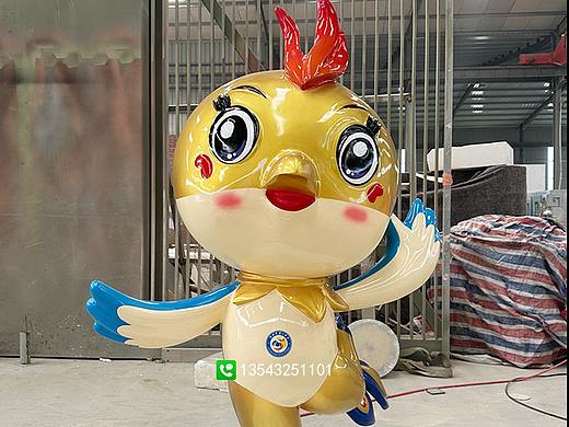 玻璃钢小鸟雕塑 潮玩卡通小鸡小鸭动物摆件 影视剧动画ip公仔雕塑