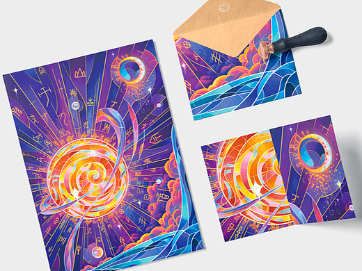 《宇宙之文》系列獲第三屆紋藏國(guó)際紋樣設(shè)計(jì)大賽入圍獎(jiǎng)（個(gè)人主頁(yè)-ZNjM0Njg3MjQ=） - 藝術(shù)插畫 - 站酷設(shè)計(jì)師軟盈RRuanYing原創(chuàng)素材 - 站酷ZCOOL