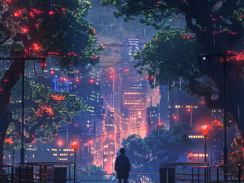 赛博朋克下的立夏插画