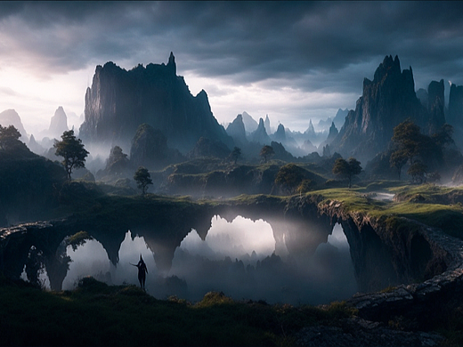 AI绘画 超广角场景