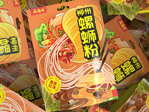 柳州螺蛳粉包装设计 | 原创 插画