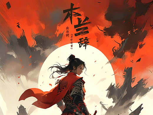 《木兰辞》| 可对镜贴花黄，亦可铁甲披寒光（个人主页-ZNjgyMzAxNDQ=） - AI作品 - 站酷设计师爱笨豆原创素材 - 站酷ZCOOL