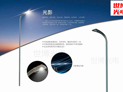 世博 光影单臂路灯LED现代文化定制道路照明双臂路灯