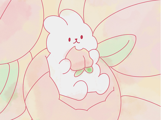 桃子小兔-壁纸
