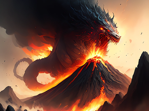 魔龙降世，火烧富士山
