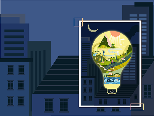 「扁平风插画」绿色系的大自然