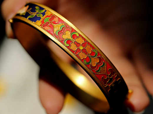 孟庆国非遗手作——花丝烧蓝[多子多福]手镯