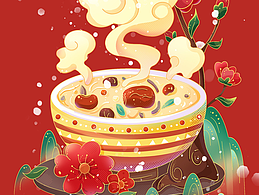 国潮插画|过了腊八就是年|新年红
