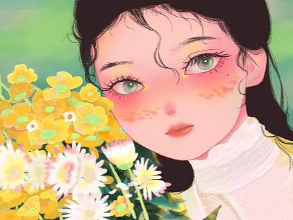 少女与花
