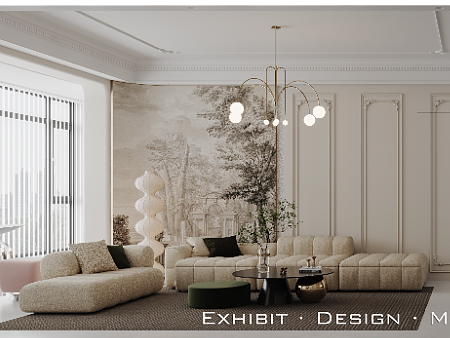 现代 简法平层客餐厅 效果 X 混沌空间表现