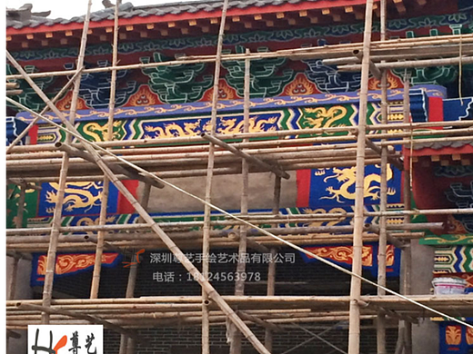 寺庙古建彩绘祠堂双龙戏珠