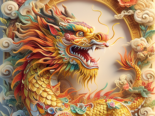 我的龙年AI守护神——传统剪纸3D立体中国龙