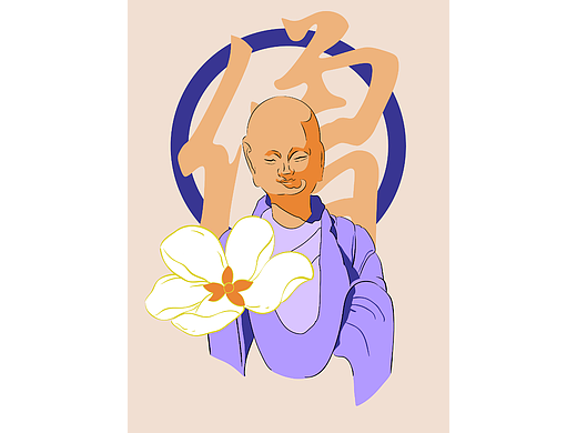 麦积山石窟插画,文创