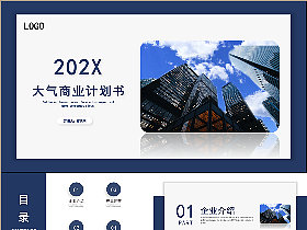 时尚蓝色大气商业计划书项目介绍PPT模板