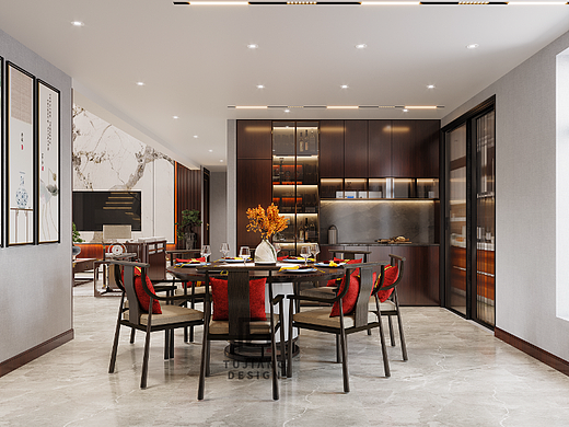 新中式别墅设计，太有气韵，水墨屏风堪称经典！