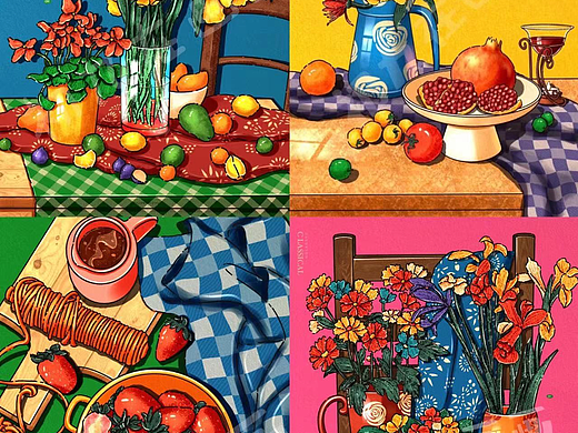 原创复古插画合集/夏天的尾巴（个人主页-ZNjY0MDQwMDQ=） - 商业插画 - 站酷设计师初九画着呢原创素材 - 站酷ZCOOL