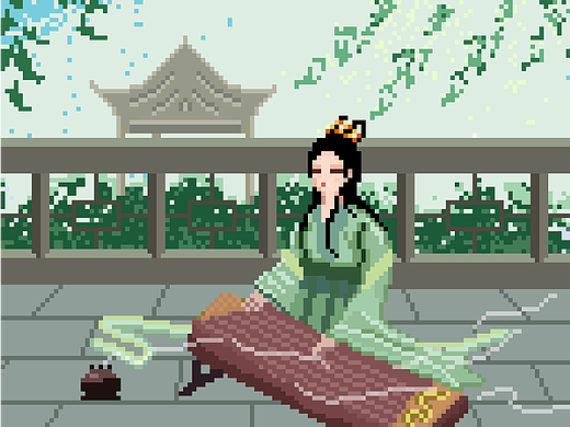 【像素画】古女子弹琴不谈情