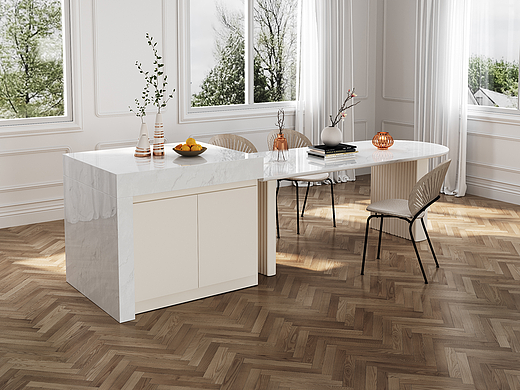 白色烤漆岛台餐桌