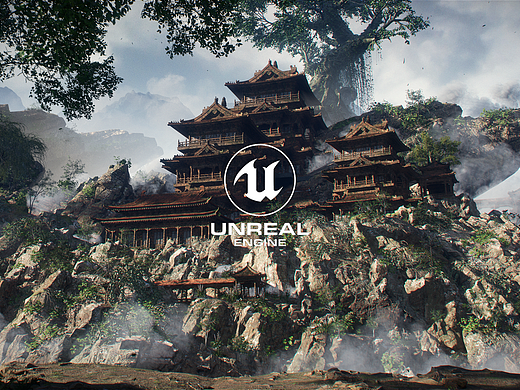 UE5古风场景《林隐古寺》