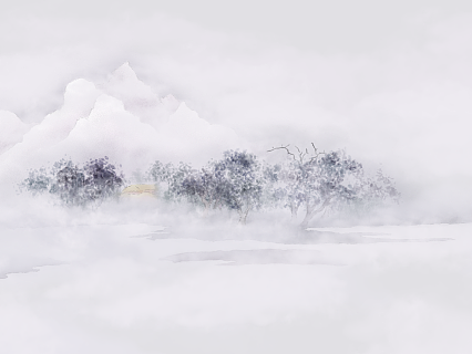 仿南宋《江天暮雪图》