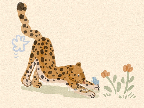 森系花纹动物插画