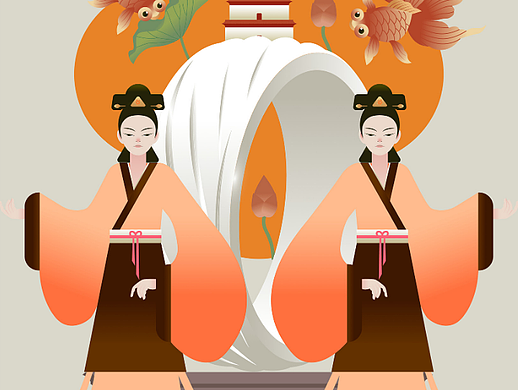国风古代青铜器具文创产品插画