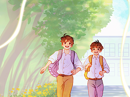 水彩風(fēng)格校園系列圖 追風(fēng)箏