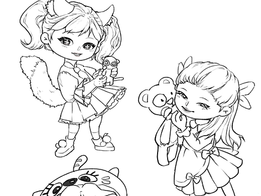 q版人物线稿1（个人主页-ZNjMxMDU4MTI=） - 儿童插画 - 站酷设计师绵羊好闲原创素材 - 站酷ZCOOL