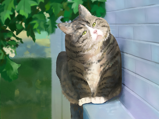 房檐上的貓（個人主頁-ZNjE5OTY3MDA=） - 創(chuàng)作習作 - 站酷設(shè)計師竹子zhhhhh原創(chuàng)素材 - 站酷ZCOOL