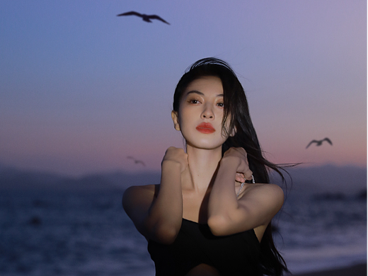 暮光下的海滩