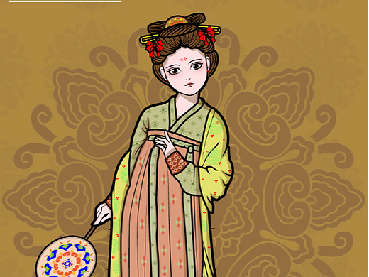 唐侍女插画