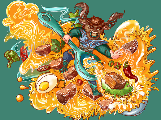 牛油拌饭插画