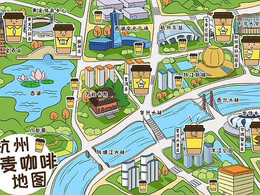 地图插画-商业插画40天前比亚迪守护海滨湿地行动长图(微信公众号手绘