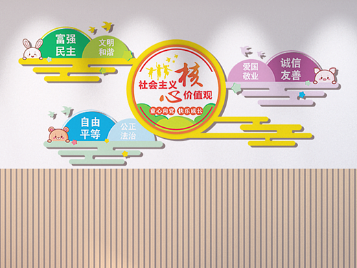 核心价值观 文化墙 卡通