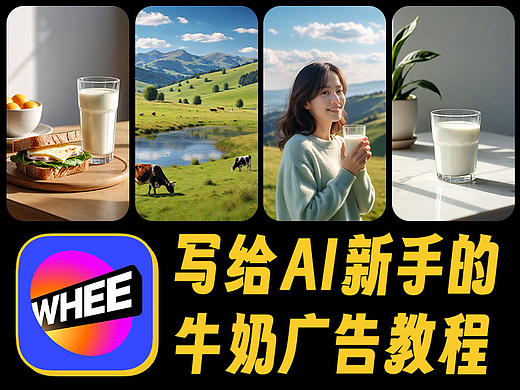 AI新手玩转文生图，0成本生成牛奶广告摄影