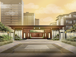 原創(chuàng)古風(fēng)插畫《城市與建筑》