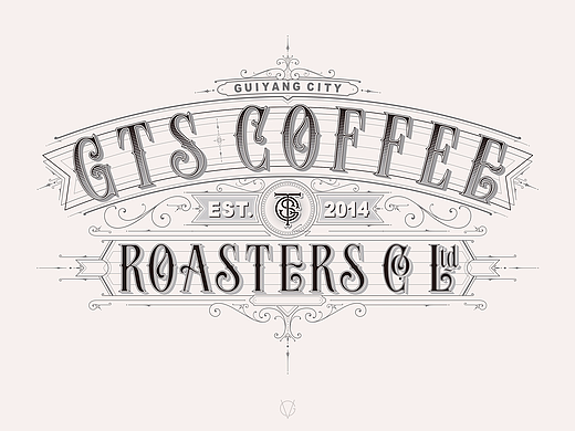 复古字体设计-贵阳咖啡店GTS COFFEE-手绘复古镜画