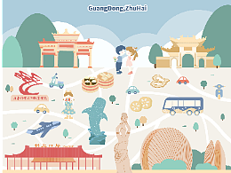 原创插画练习-城市地图之珠海