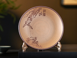 紫砂盘子 刻绘漂亮