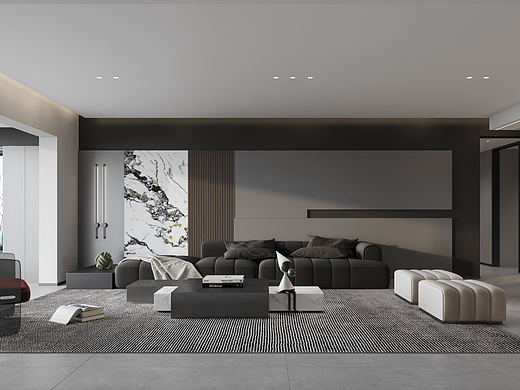 现代黑白灰大平层