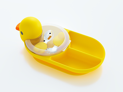 BB+ 宝宝加｜DuckDuck光盘鸭 婴童餐盘套装产品渲染
