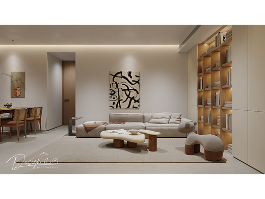 几何空间视觉表现 | 正荣府现代奶油风客餐厅（个人主页-ZNjU1ODQyODQ=） - 家装设计 - 站酷设计师几何空间灬原创素材 - 站酷ZCOOL