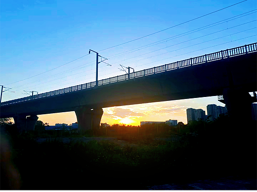 夕阳下的高铁桥