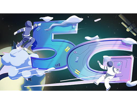 5G卡通kv、海报