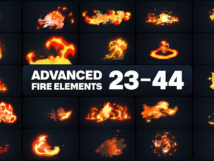 AE模板|手绘独特动态火焰元素标题展示卡通片游戏视频