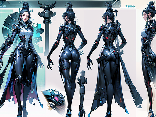 AI原画 赛博朋克Cyberpunk 机甲
