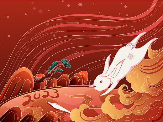 兔年兔子奔向时钟